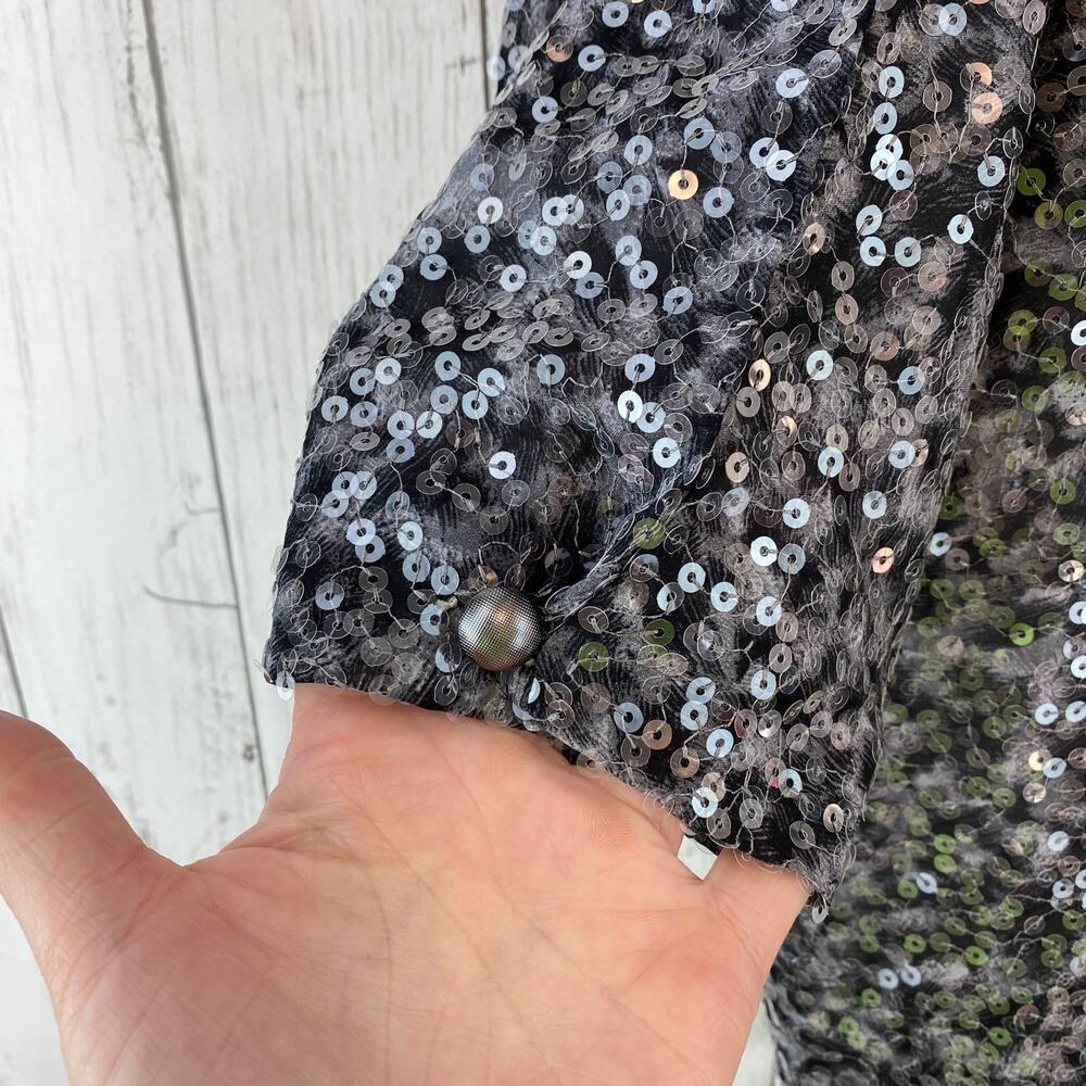 NWT Sanctuary Blue/Gray Formal Sequin Open Front Shrug Cardigan Size Small - Picture 2 of 10